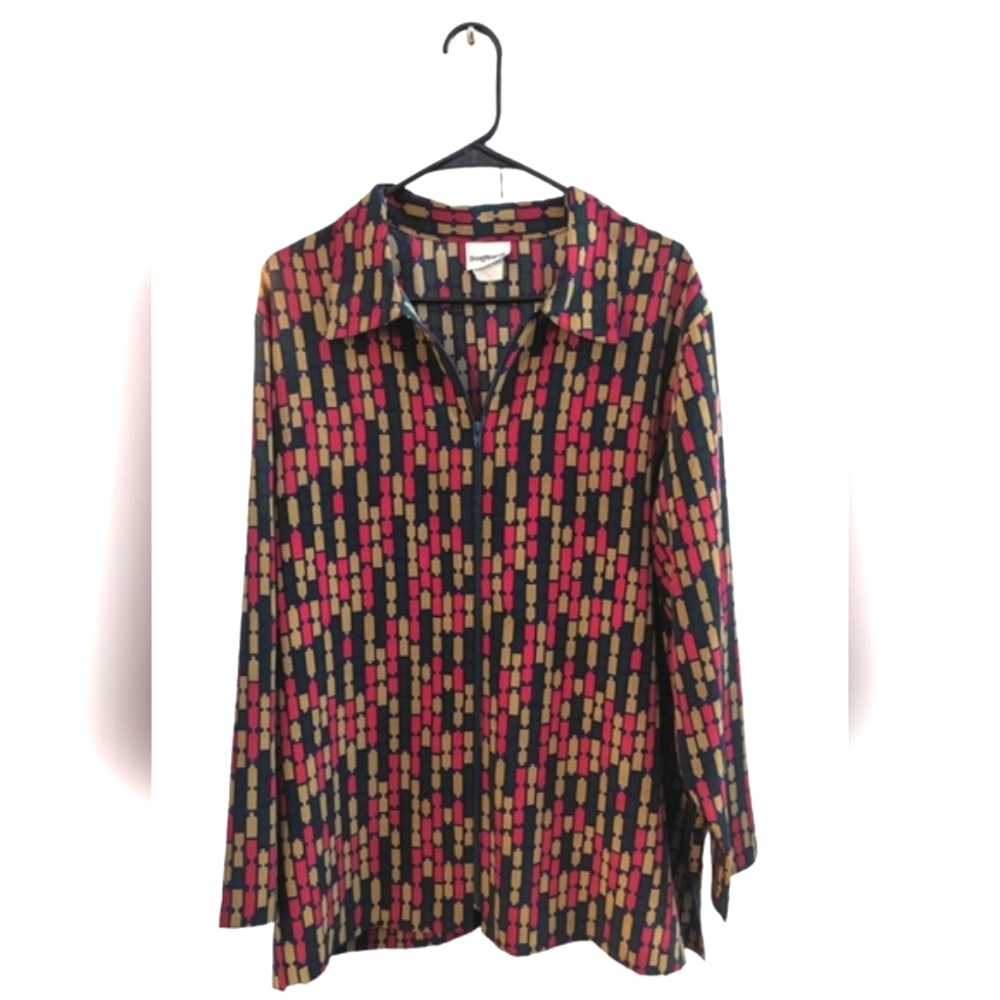 Bonworth Holiday Vintage Collared Blouse, XL